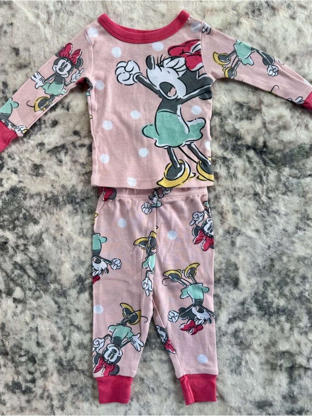 Disney Minnie Mouse Pink and Red Polka Dot Pajama Set
